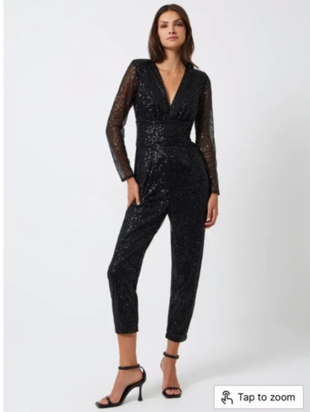 French Connection Dilara Jumpsuit - Black Sequin Size 8 Medium